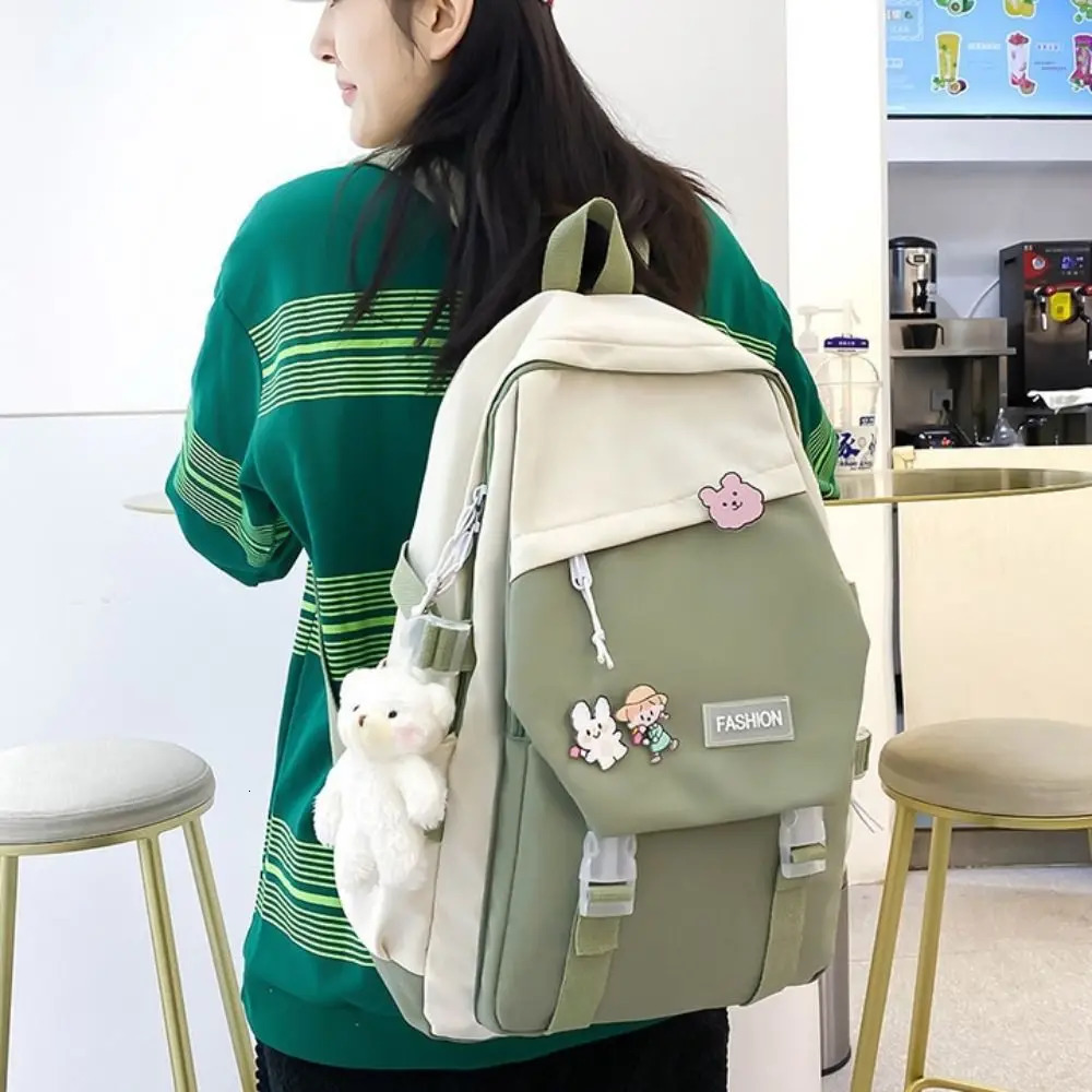 Waterproof Teenage Nylon Book Bag Large Capacity College Backpack Fashion School Cute Girls Boys Travel Backbag y241029