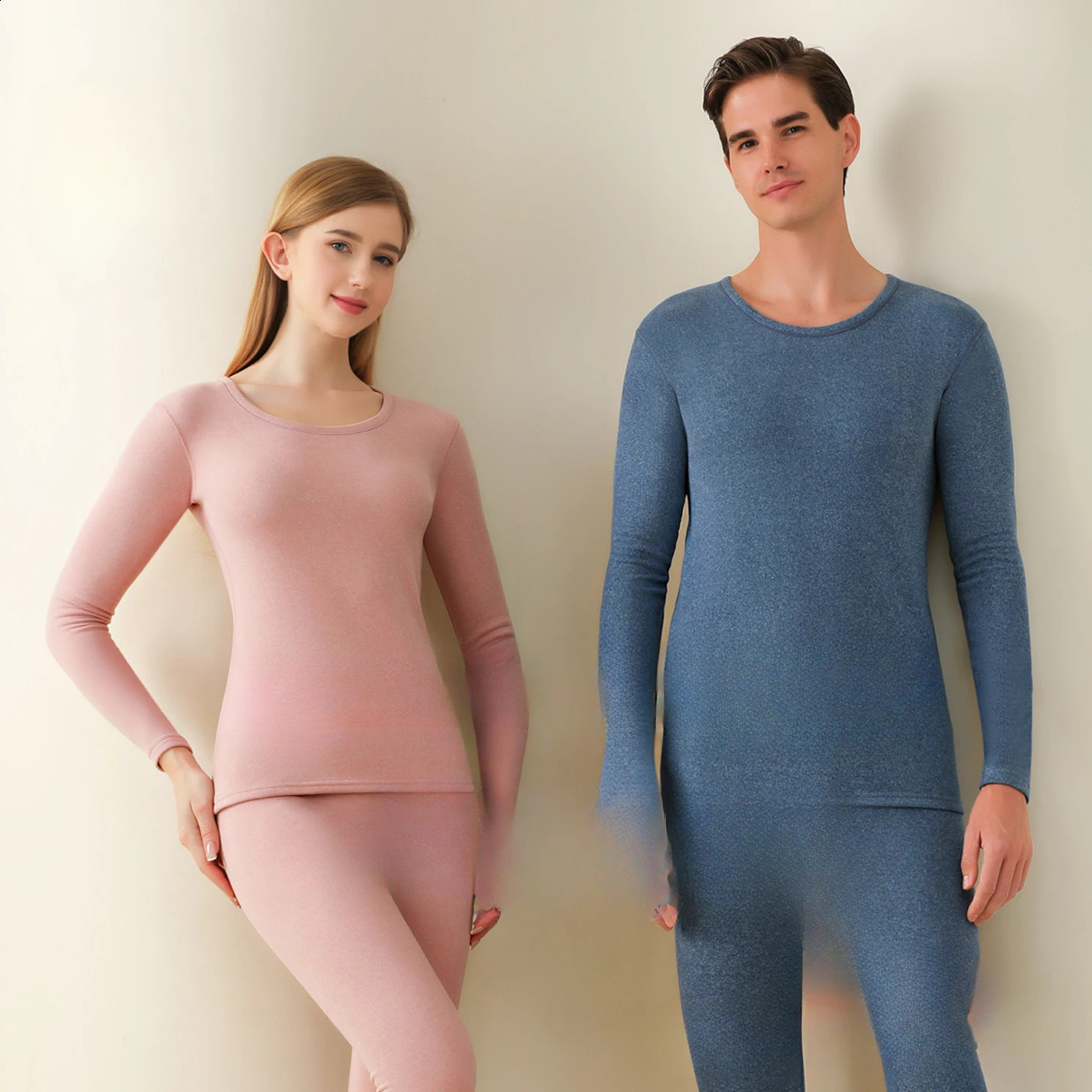 Wool Silk Thermal Underwear Set Double-sided Cashmere Long Johns Plus Cashmere Thick Autumn Winter for Men Women Warm Underwear 241105