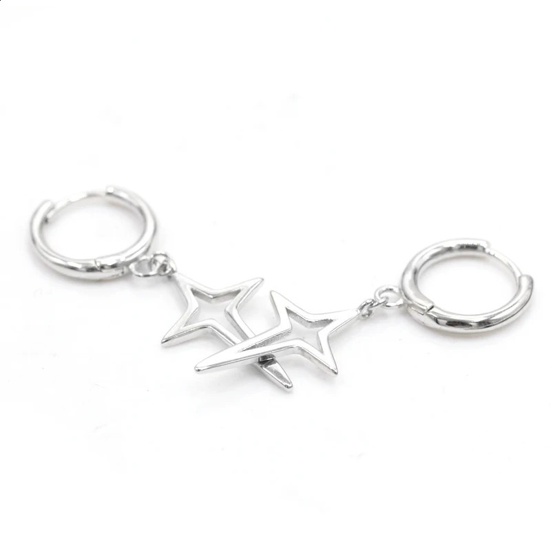 S925 Silver Gothic Star Earrings Pendant Earrings Star Pendant Punk Cool Y2K Gift Recommendation for Men and Women 241105