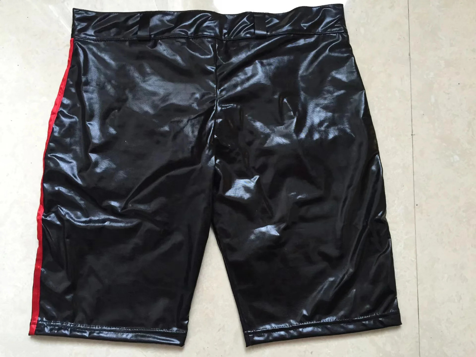 Sexy Lingerie Gay Men Faux Leather Lace Up Pants Black Mens Latex PVC Bondage Open Cortch Shorts Gothic Fetish 241105
