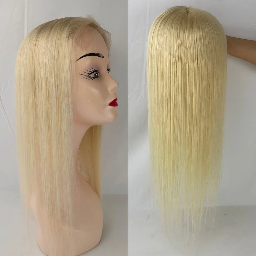 5"X5" Silk Base Lace Closure Light Blonde #613 Virgin European Human Hair Silicon Skin Silk Top Topper With Clips in for Women