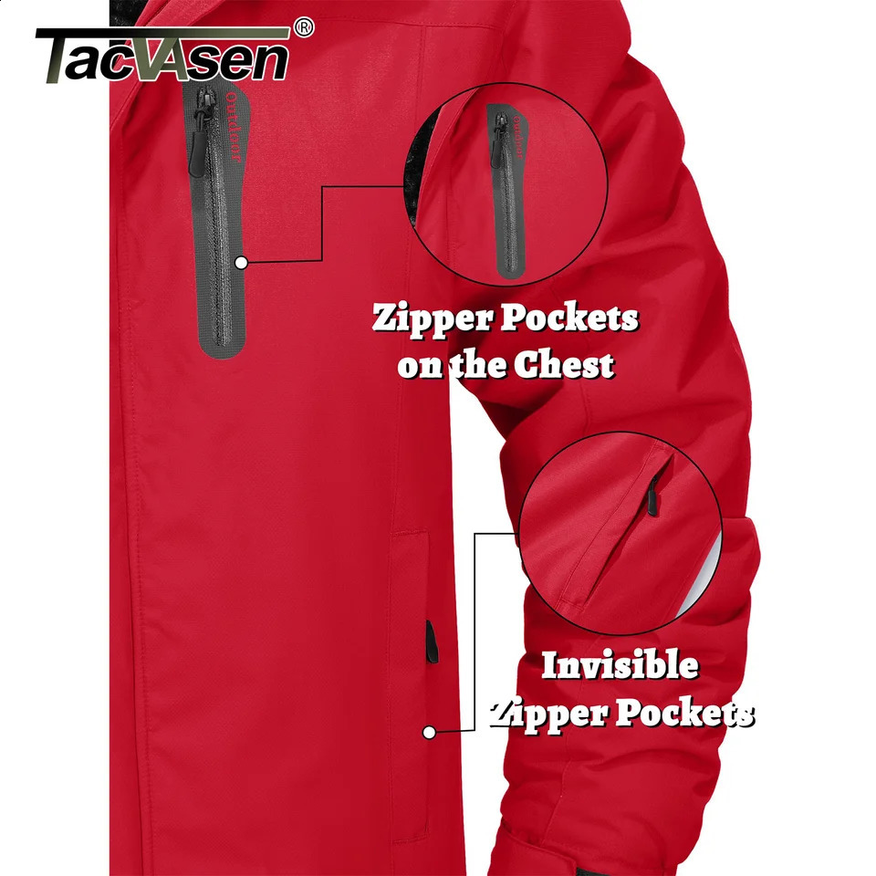 TACVASEN Winter Thicken Fleece Jacket Mens Waterproof Hiking Skiing Jackets Outdoor Mountain Trekking Windbreaker Parka Male 241105