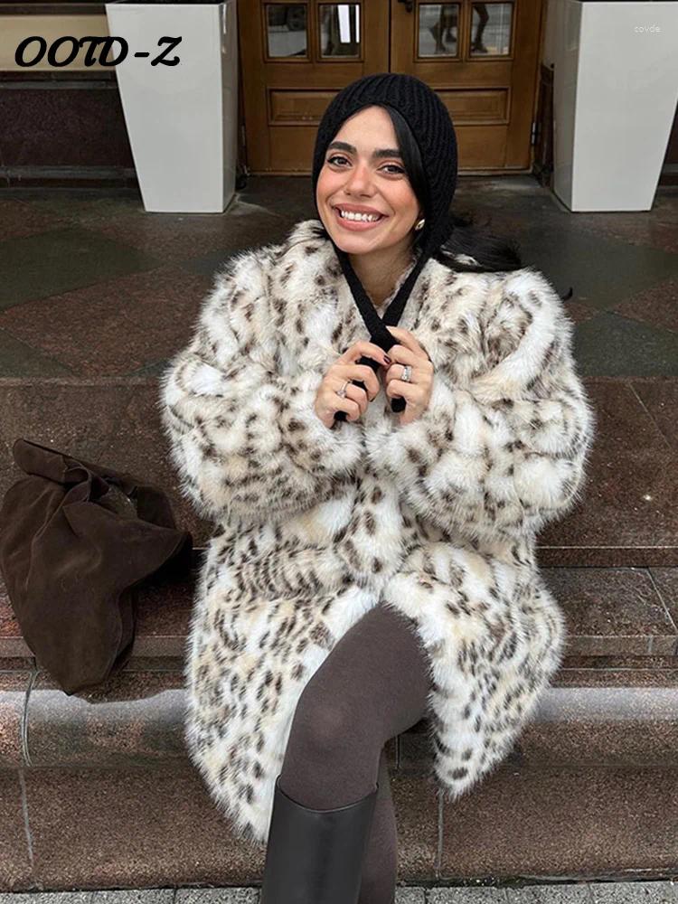 Women's Fur Leopard Print Faux Coat Fashion Full Sleeve Single-Breasted Female Coats Winter Warm Thicken Outwears