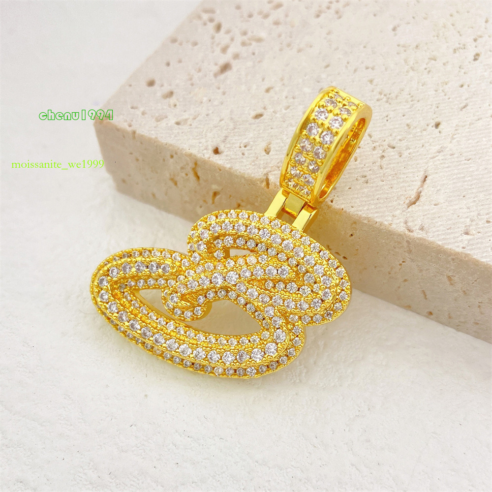Real U Jewelry Custom Iced out VVS Dia Letter B Pendant Necklace for Men Sterg Sier Moissanite Necklaces