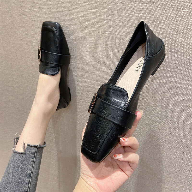 2023 Spring New Women's Head Small Leather Le Fu One Step British Style Versatile Single Shoes Flat Bottom Trendy
