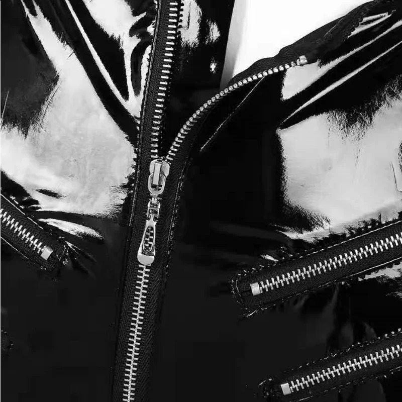 Women Sexy Opening Crotch Leather Shorts For Sex Erotic Porn Below Crotchless Underwear Glossy Zipper Latex Bag Hip Pants 241105
