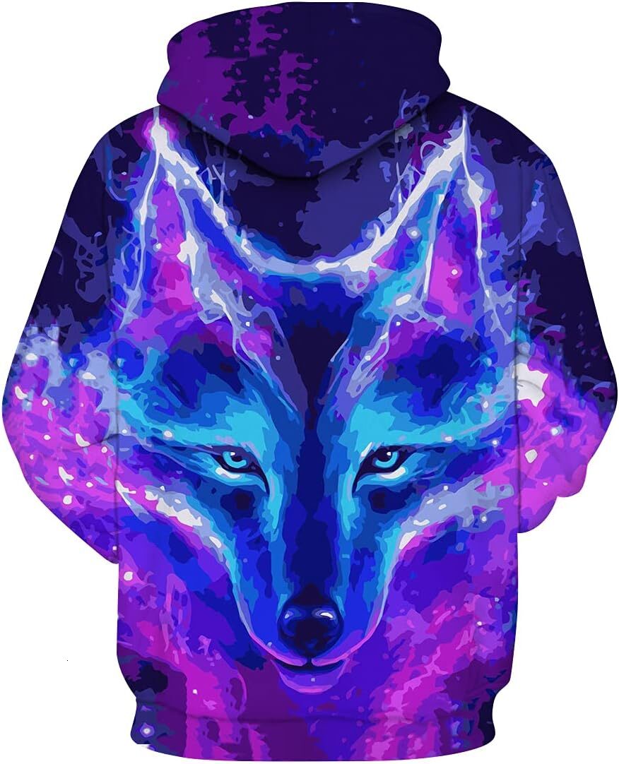 Hoodie for Mens Womens Mens Novelty Funny Long Sleeve Hoodie Galaxy Wolf Casual Sweatshirt Graphic Hoodies sweatshirt Fashionable, cool, and warm