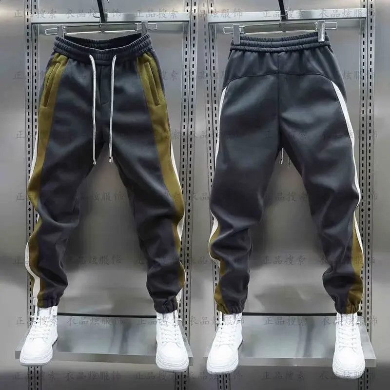 Man Sweatpant Striped Stitching Casual Harem Pants Jogger Trousers y Mens Clothing Elastic Waist Sweatpants Men 241105