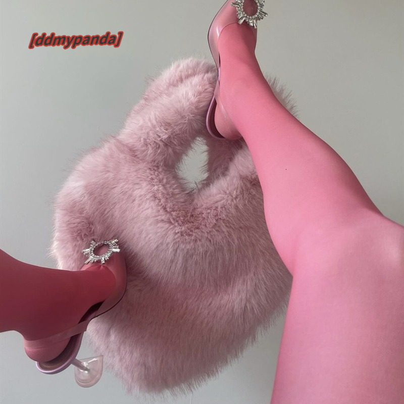 New Plush Ins Sweet Cool Fairy Pink Love Bag Handheld Crossbody Spicy Girl Imitation Fox Hair #45 ddmypanda