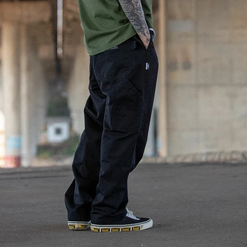 Multi pocket cargo pants mens streetwear loose straight casual bag pants mens wide leg canvas work pants 241105