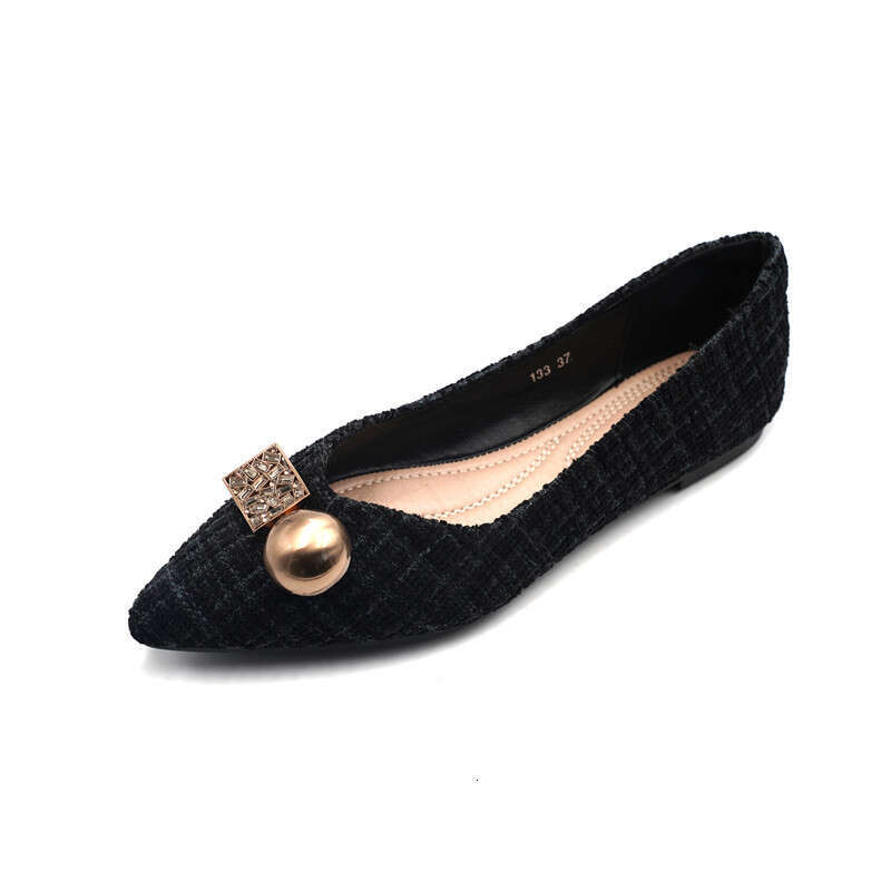 Single Shoe Women 2023 Spring And Autumn New Item Pointed Soft Sole Shallow Mouth Daily Flat Bottom Plus Size Fairy Cloth Surface Scoop Bean Shoes