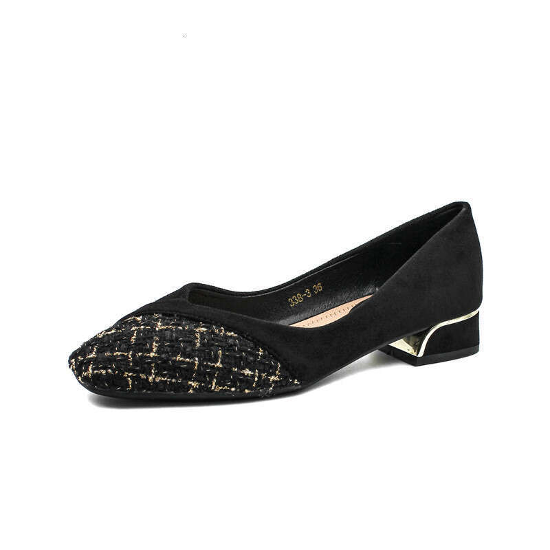 2023 Xiaoxiangfeng Korean Version Single Women's Shallow Toe, Professional Thick Heel Shoes, Versatile Temperament, Fabric, Medium To High Order 