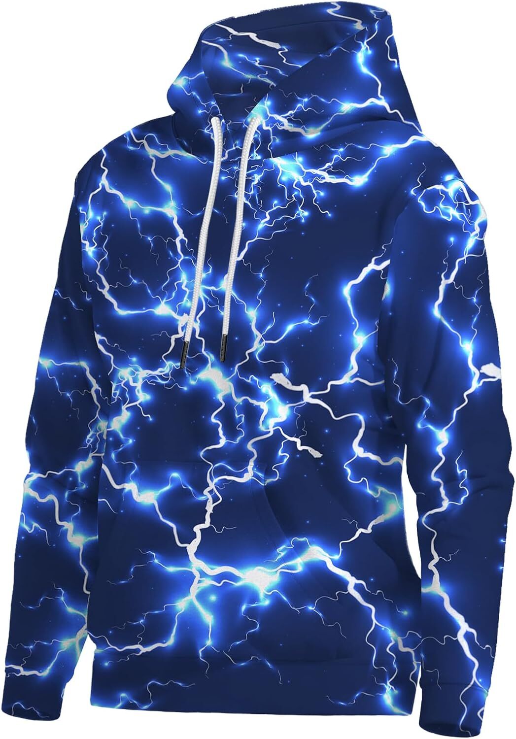 Hoodie for Mens Womens Unisex New Mens Novelty Hoodies Cool Lightning Graphic Hoody Pullover Hooded Sweatshirts Graphic dark blue