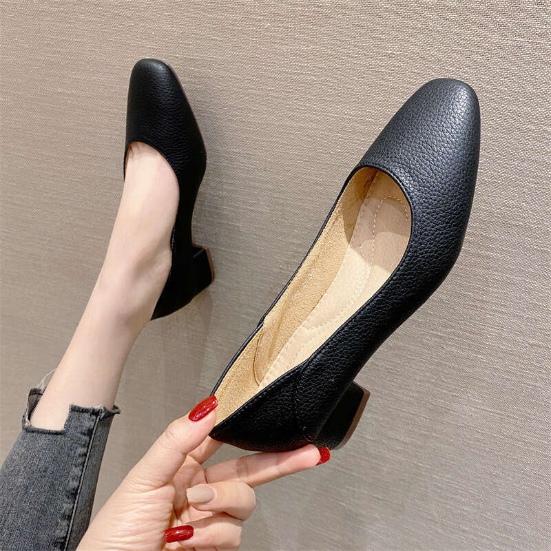 Square Toe Low Order For Women, Spring 2023 New Korean Version, Shallow Mouthed, Simple, Soft Leather, Comfortable, Niche Scoop Shoes