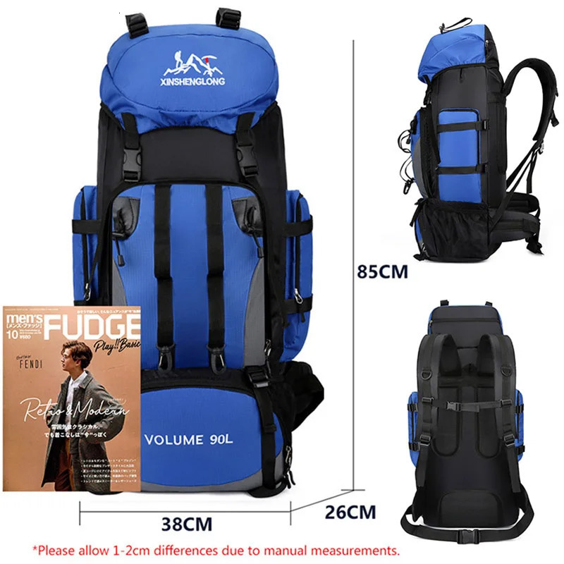 90L Waterproof Hiking Camping Backpack Trekking Bag Rucksack Large Capacity Travel Outdoor Sports Bags Camping Equipment Men 241104