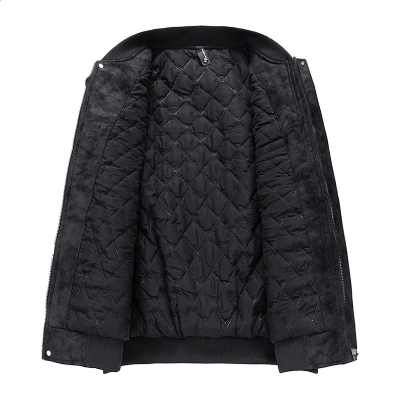 Winter Thick Jackets Men Baseball Collar Warm Casual Coats Male Fashion Suede Jacket Solid Zipper Bomber Outerwear Coat For Man 241105