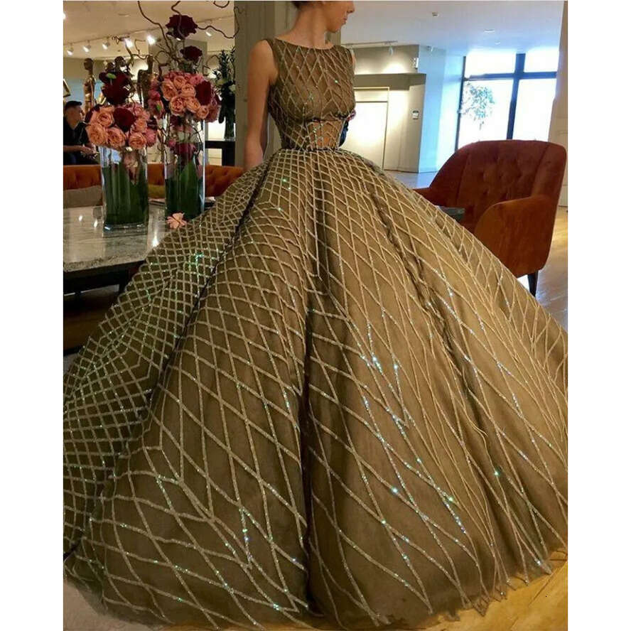 Lace Ball Gown Prom Dresses Evening Dress Ruched Or Length Sweep Train Red Carpet Gowns S