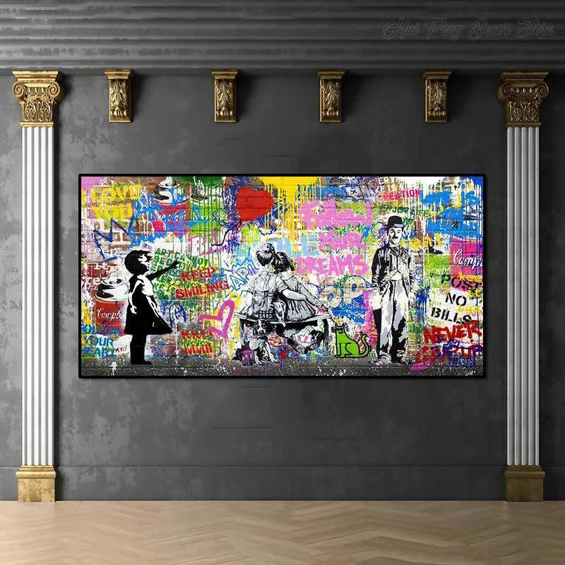 Banksy Street Art Graffiti Urban Wall Art Balloon Girl Canvas Painting Large Size Posters and Prints for Living Room Home DecorXJ241104