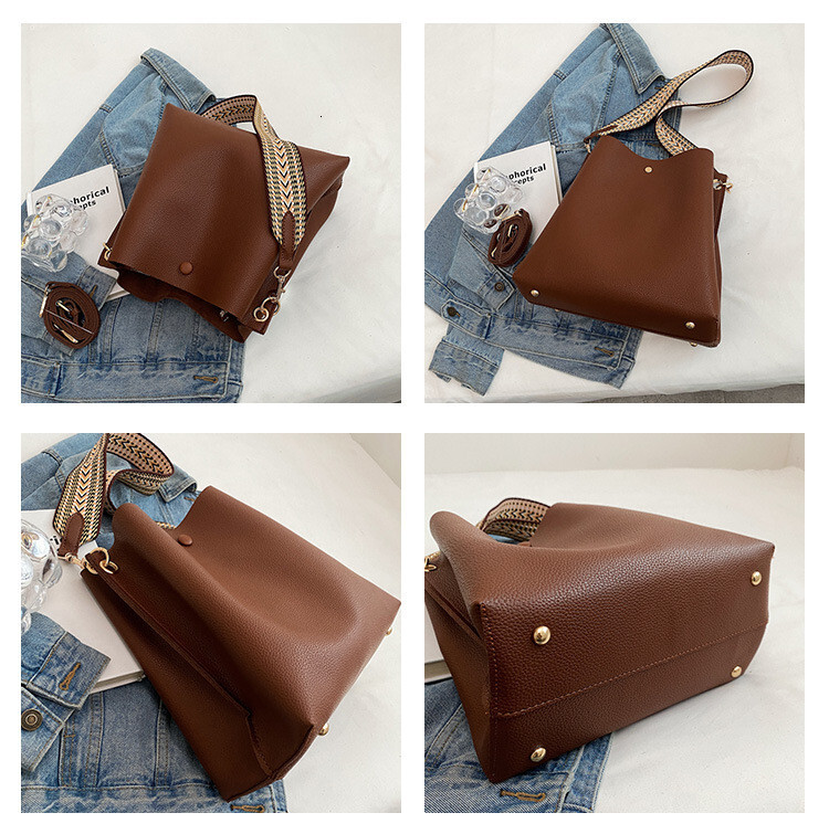 Fashion Women's Bucket Bag Handbag PU Leather Shoulder Width Designer Shoulder Strap Women's Crossbody Bag Women's Handbag