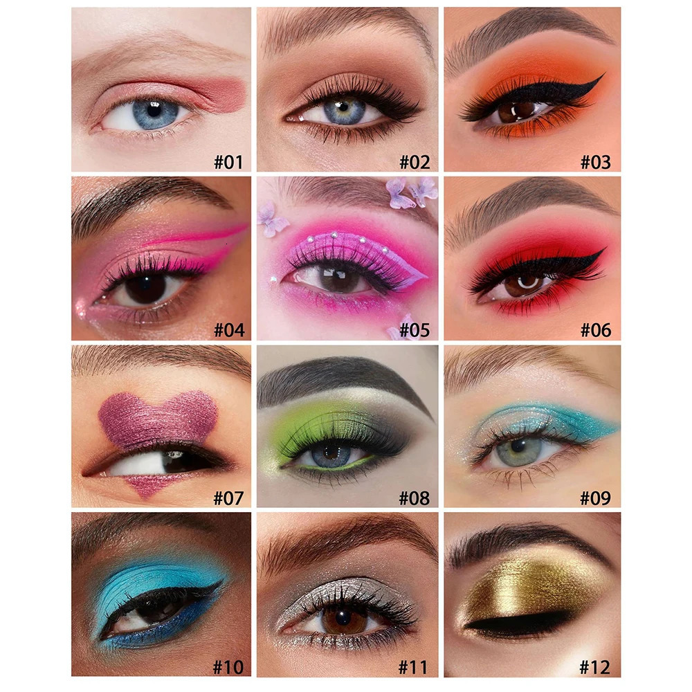 Eyeshadow Pencil Set 12 Colors Long Lasting Glitter Shimmer Eye Shadow Liner Pen Highlighter Silkworm Pencil Eyes Makeup Tools 241104