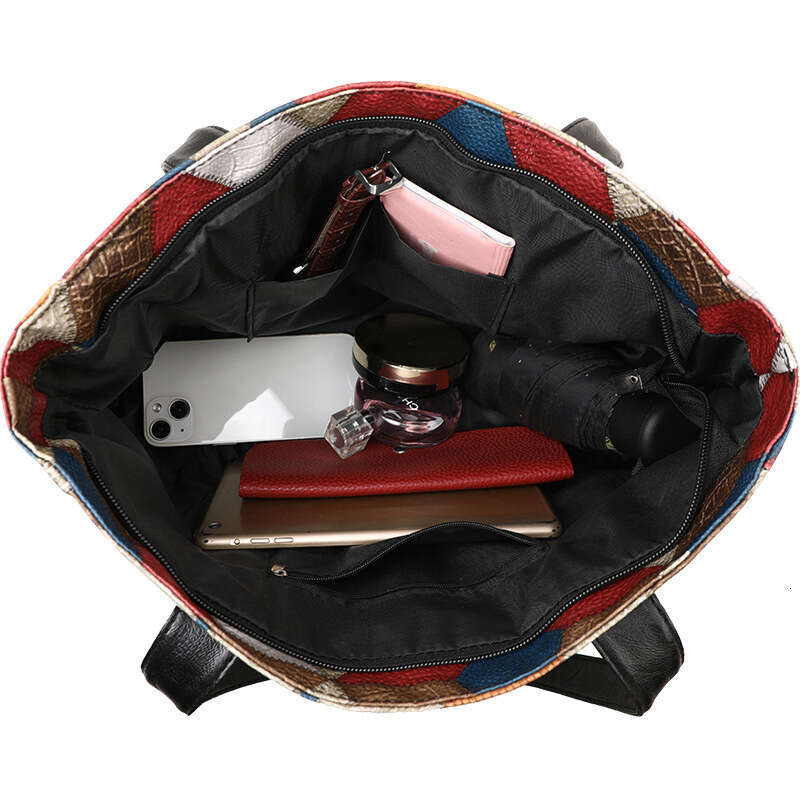 Designer Bag Large Capacity Patchwork Colorful Casual Tote Bags For Women, Vintage Plaid Shoulder Bag For Daily Commuting Ladies Handbags