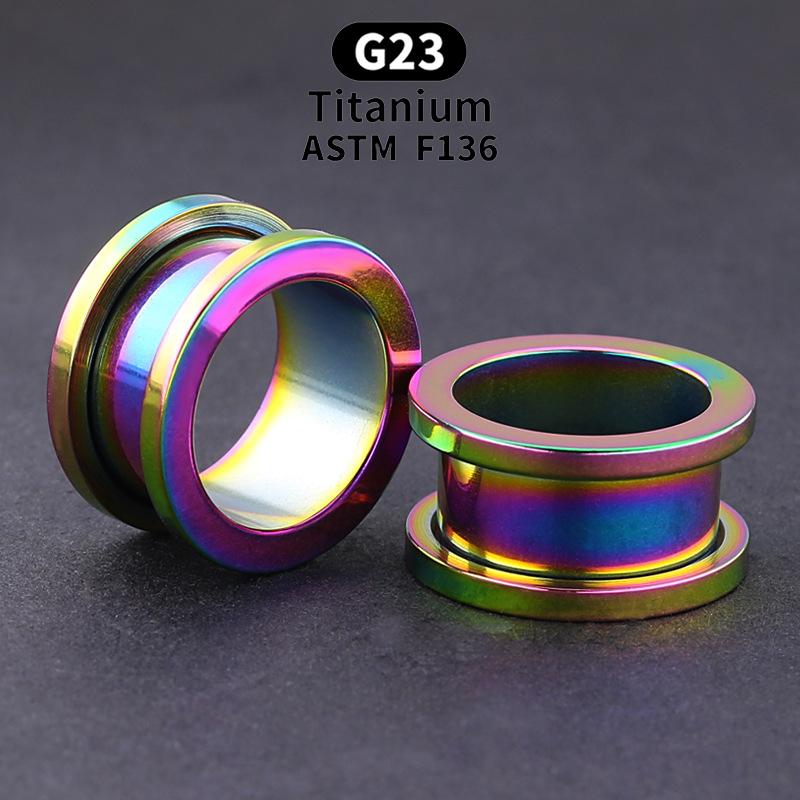 2pcs 3-16mm ASTM F-136 Titanium Pulley Ear Tunnels Plugs Black Gold Color Expander Stretcher Ear Gauges Piercing Body Jewelry Can be anodized