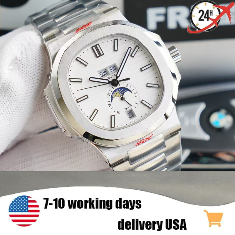 Luxury fashion men's watch automatic mechanical movement and 904L stainless steel sapphire glass case moon phase watch