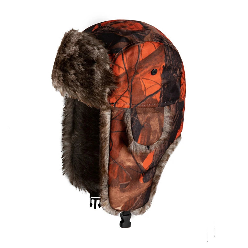 Winter Ski Cap Lei Feng Camouflage Hat Ear Protection Flaps Trapper Trooper Earflap Hat Outdoor Thick Warmer Cap 241024
