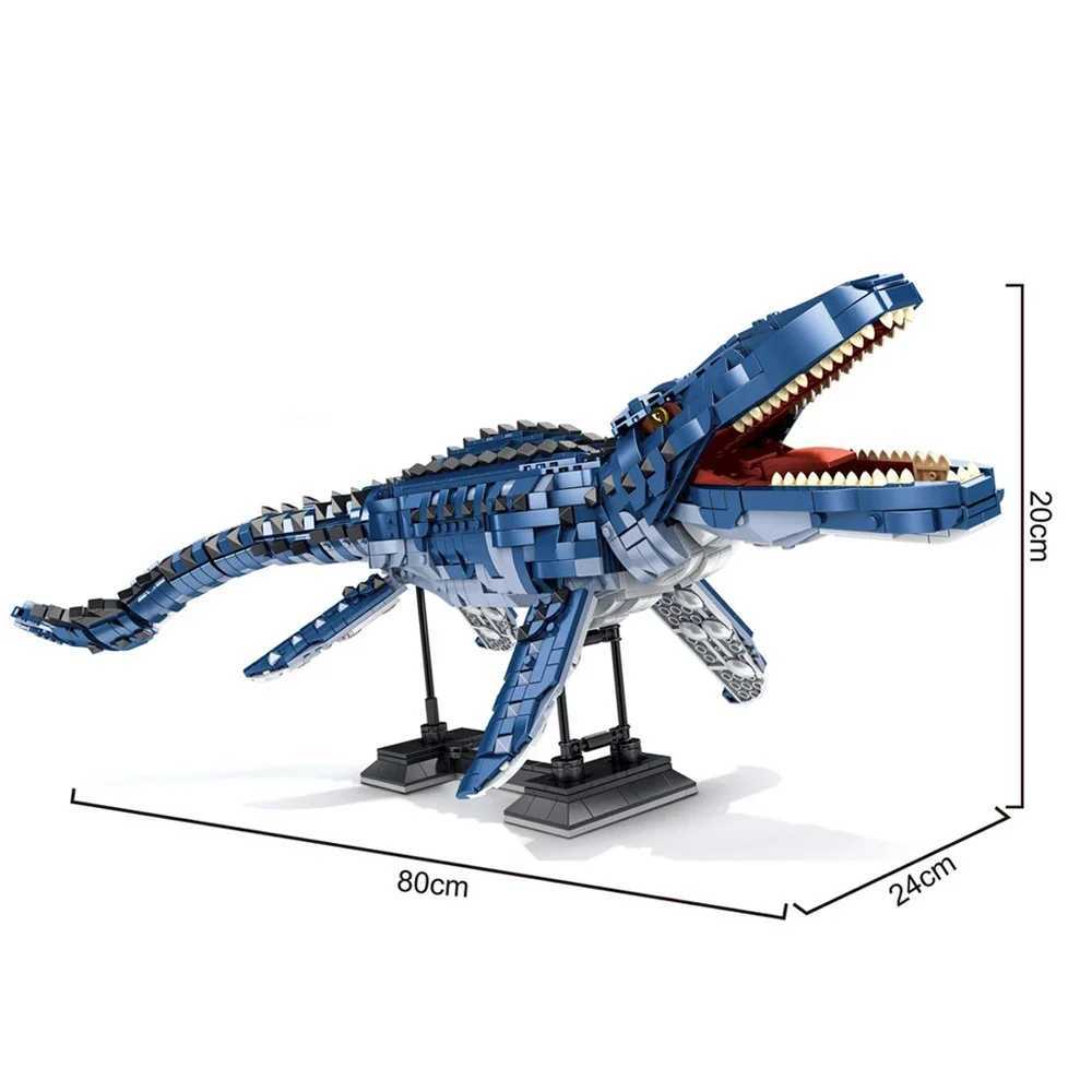 Free shipping Blocks 1859 Dinosaur Mosasaur Expert Creative Large Model Silation Building Block Toy Birthday Gift Set Home Decoration