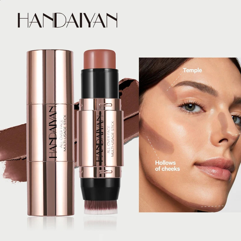 1PC Double Head Face Bronzer Contour Stick Cream Makeup Light Dark Shadow Lasting Matte Concealer Brighten Contouring with Brush 241105