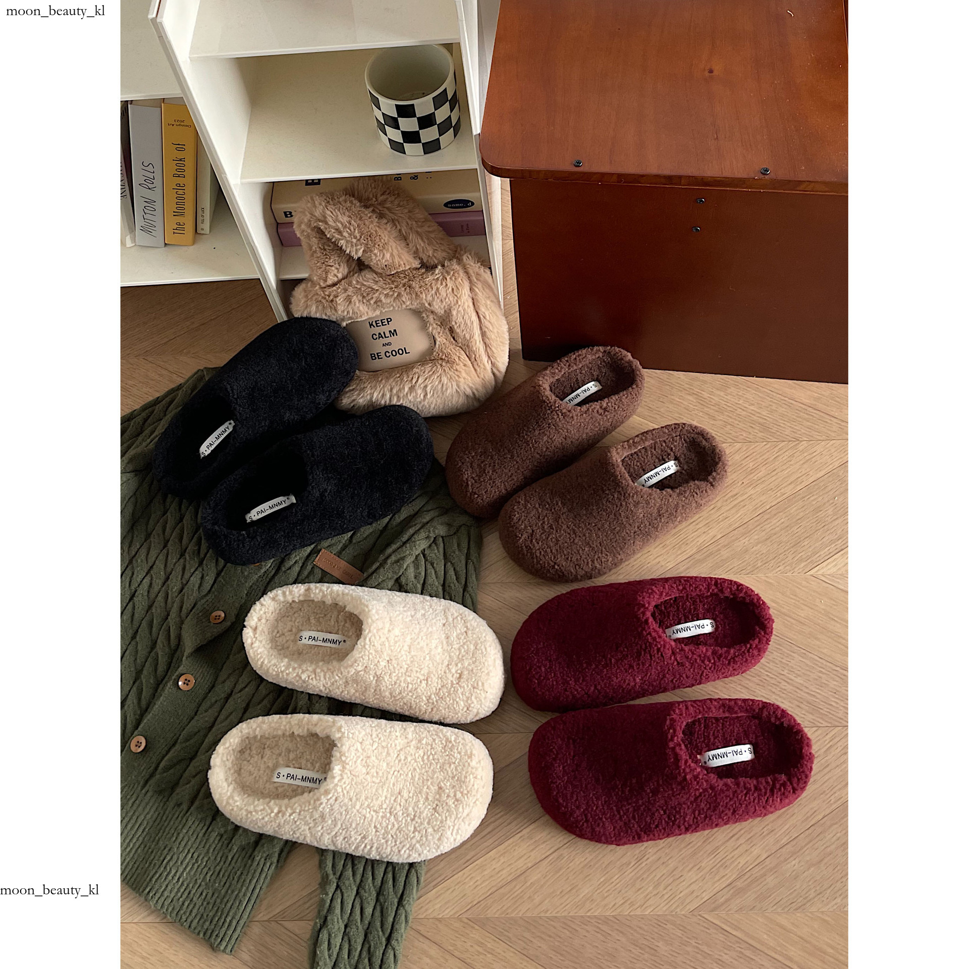 European Style Slippers Casual Hairy Slippers For Women 2024 New Winter Outfit, Flat Bottomed Lazy Mueller Shoes With Velvet Toe Cover, Half Trailer e