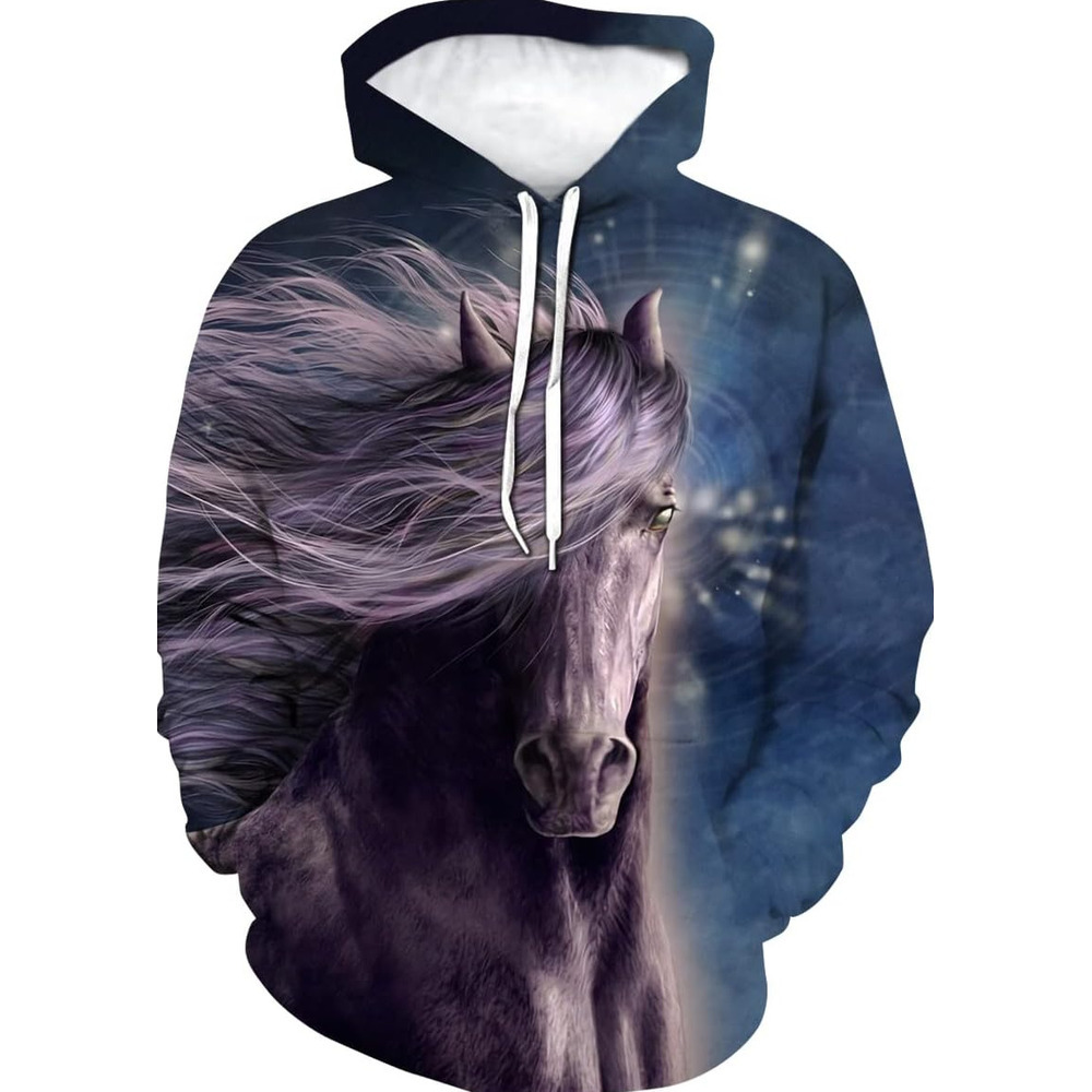 Hoodie for Mens Womens Mens Horse Hoodie - Animal Theme, Realistic Graphic Sweatshirt Graphic Hoodies sweatshirt Fashionable, cool, and warm