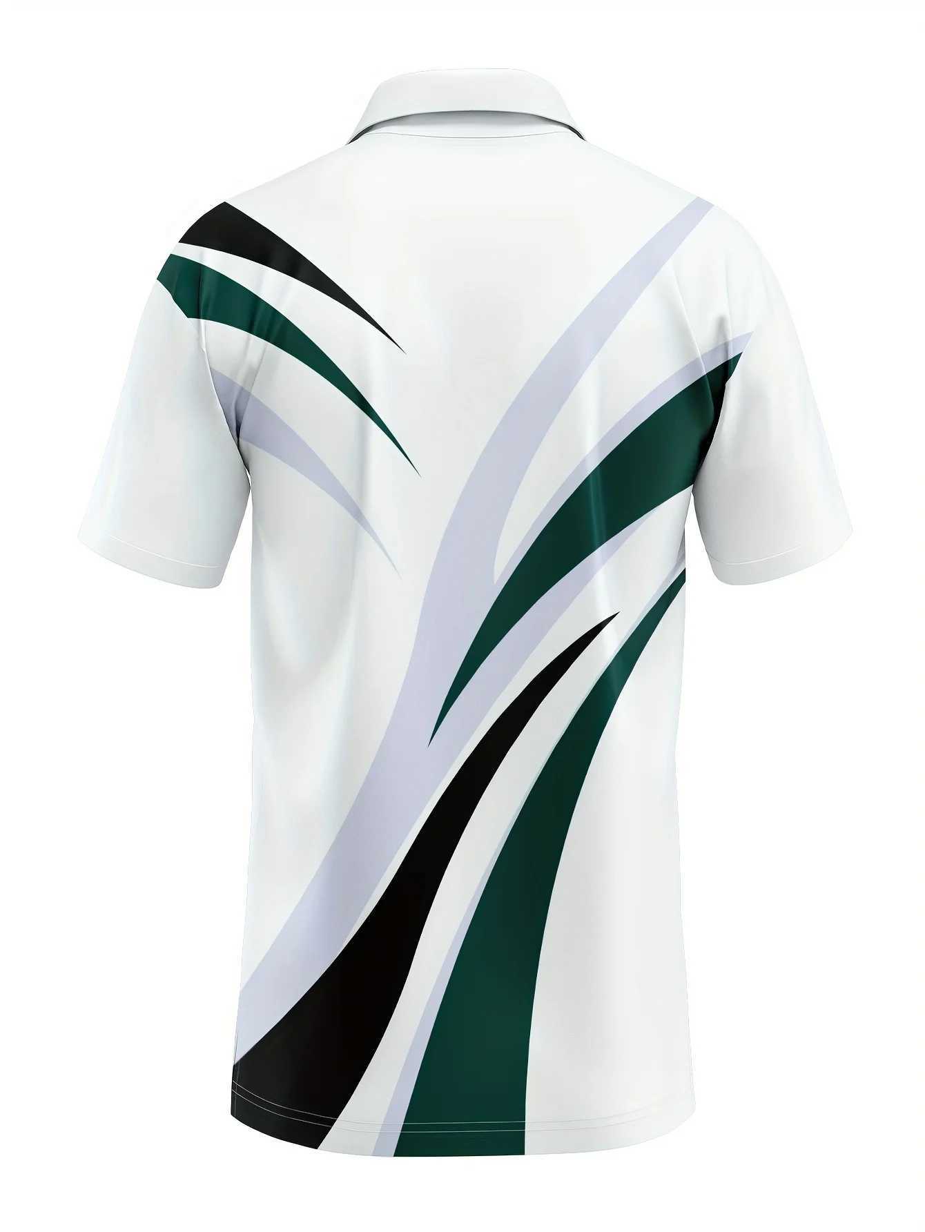 Mens Summer Fashion Short Slip Sport Collar Top Mens Casual 3D Digital Printed Button Top. W241104
