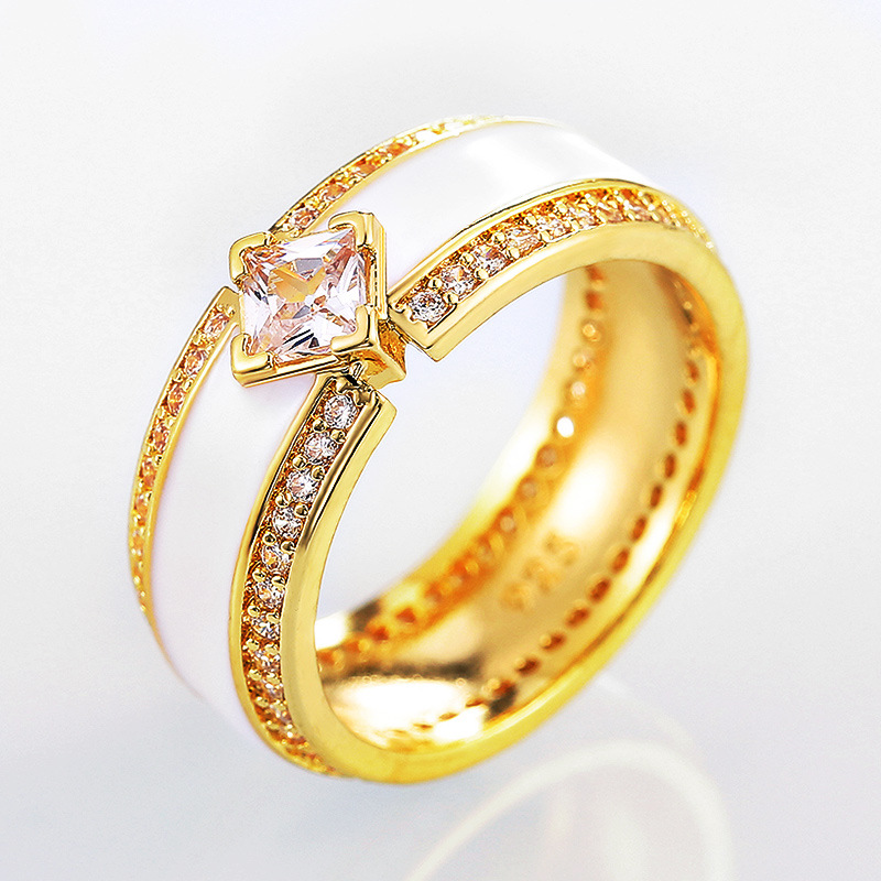 Choucong Elegant Wedding Rings Vintage Jewelry 18k Gold Fill Princess Cut White Cubic Zircon CZ Diamond Eternity Women Wedding Band Ring Gift Fashion 