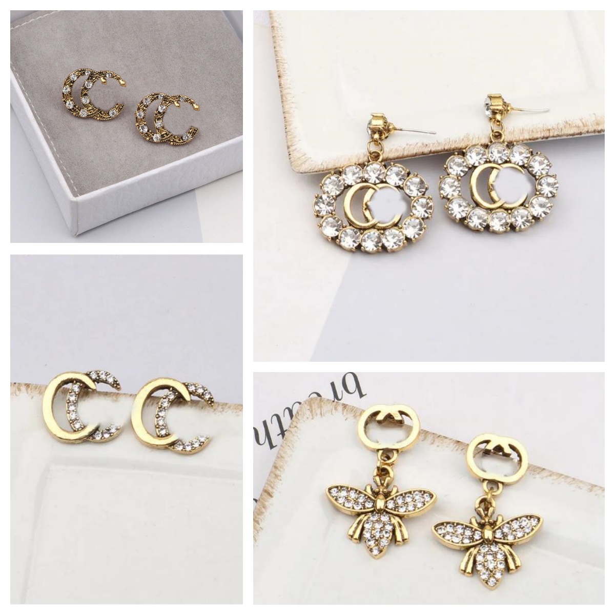20style Simple s Designer Fashion G-Letter Gold Plated Sier Letter Famous Women Crystal Rhie Pearl Earring