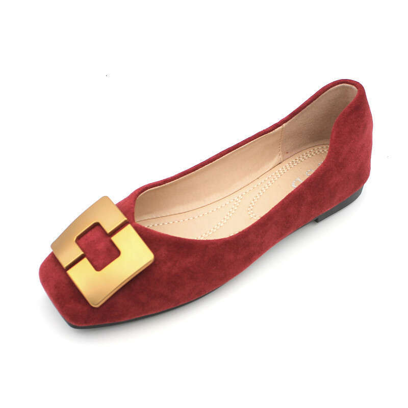 Korean Version Soft Soled Women's 2023 Spring New Versatile Ladies' Suede Square Toe Shallow Mouth Flat Sole Follow-Up Shoes For Women