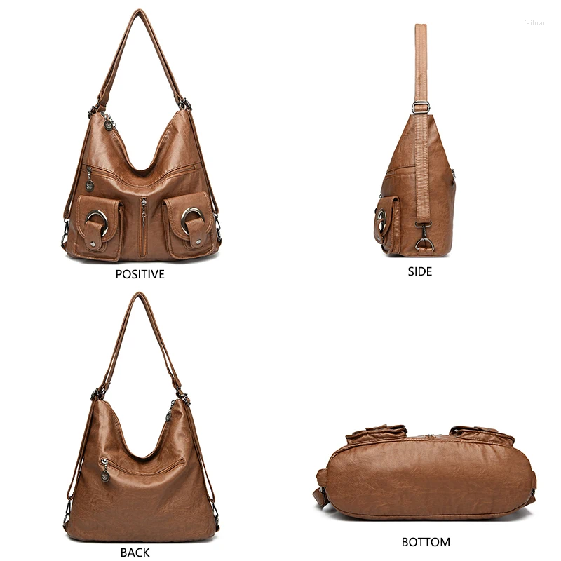 Shoulder Bags High Quality Leather Multi Functional Bag Retro Fashion Women's Backpack Waterproof And Wear Resistant Square Sac