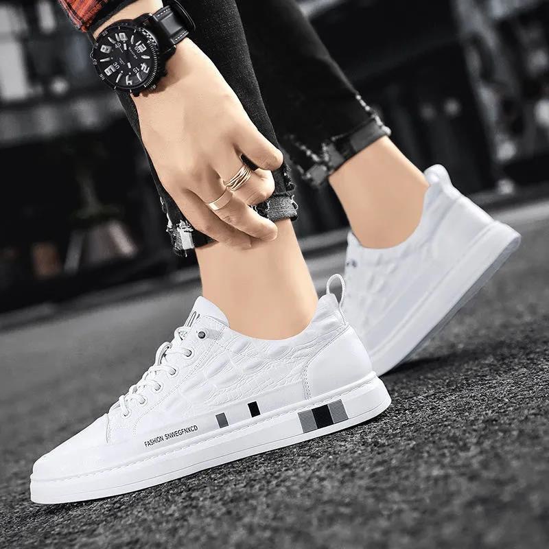 Men's Fashion Casual Shoes:Simple Design 2024 New Trendy Solid Color Versatile Stylish,Black/White,Free shipping 4a73