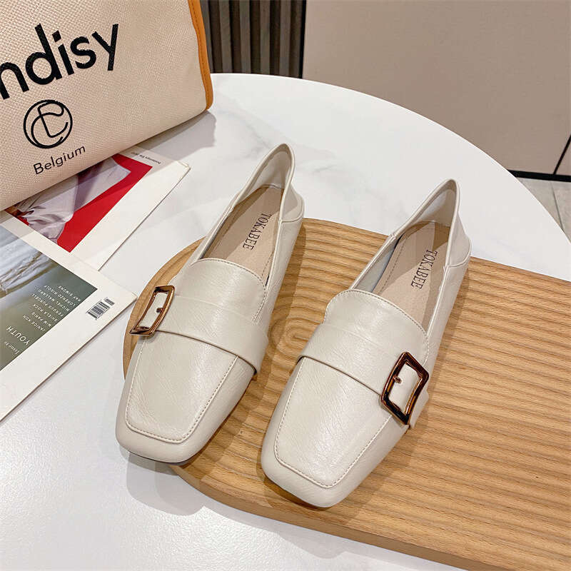 2023 Spring New Women's Head Small Leather Le Fu One Step British Style Versatile Single Shoes Flat Bottom Trendy