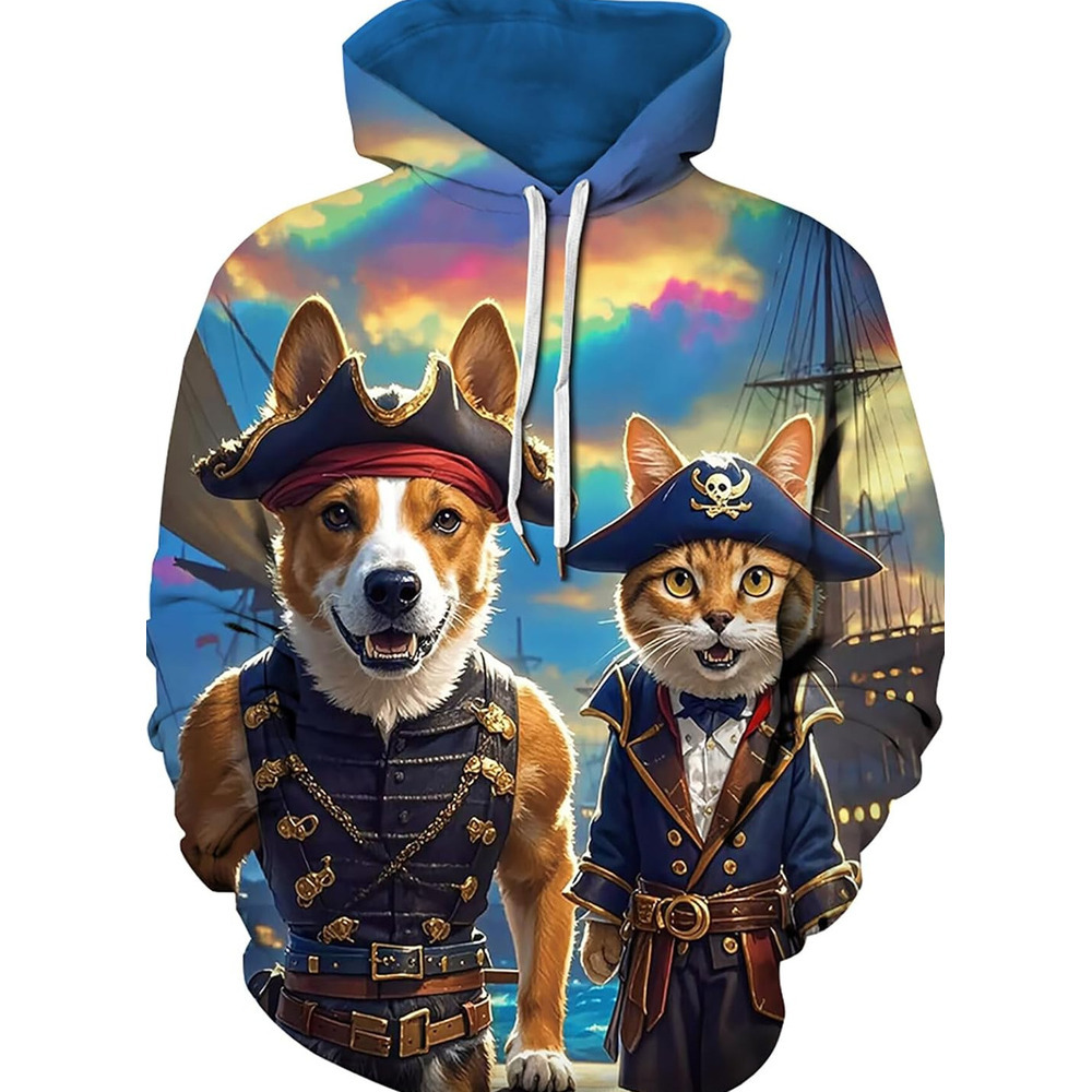 Hoodie for Mens Womens Unisex hooded sweatshirt with innovative 3D printed pattern hooded sweatshirt and pocket Graphic Hoodies sweatshirt Cats and do
