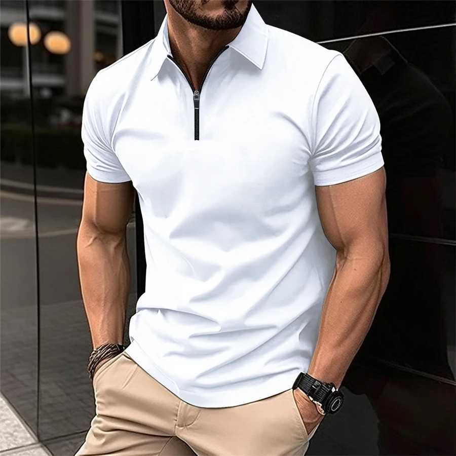 Summer Mens Solid Color Shirt Sleve Collar Button Mens Casual T-shirt Lightweight Jogging Top W241104