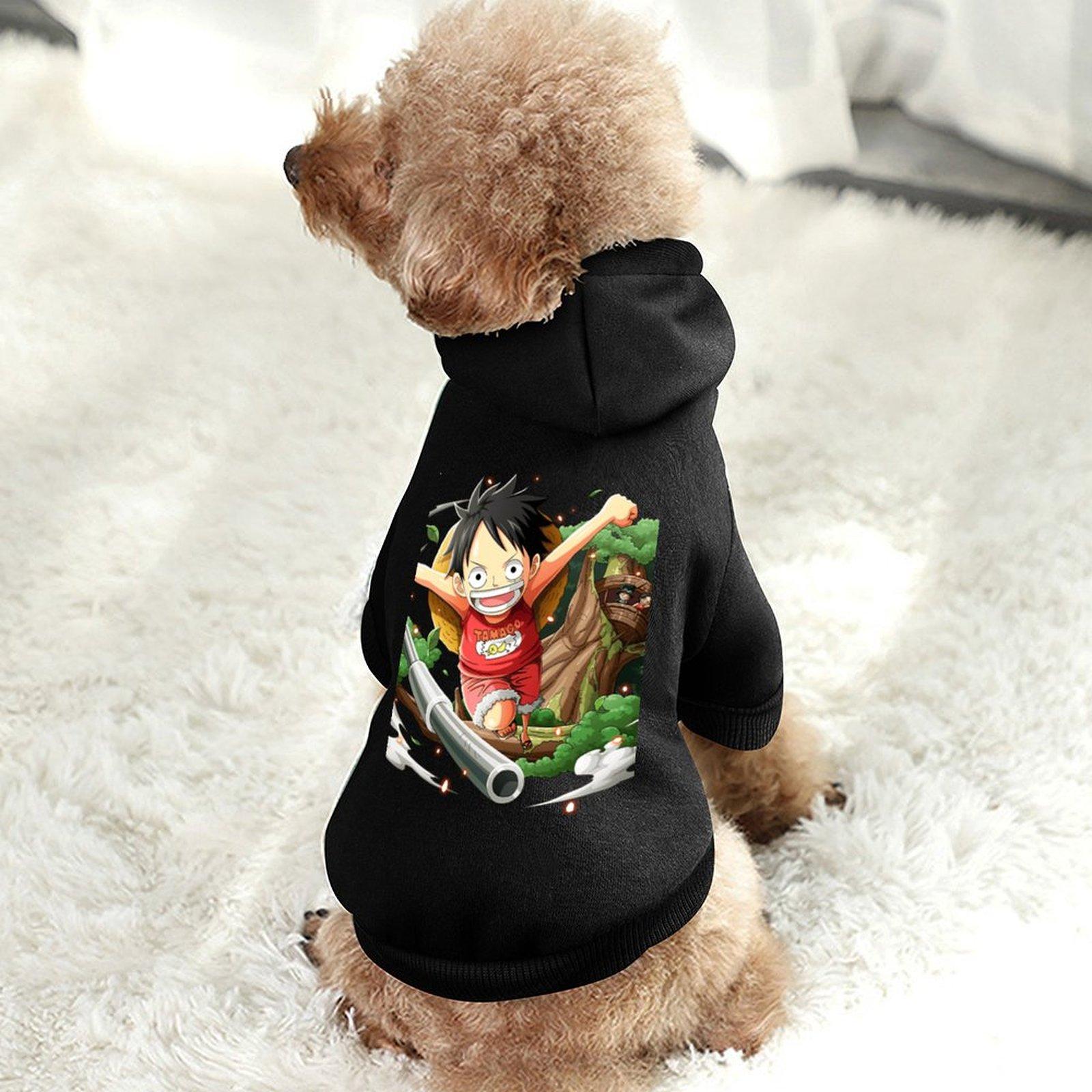 Factory Direct Dog Hooded Sweatshirt Pet Sleeve Anime Printing Dog's Hooded Sweatshirt Customized Print Warm Soft Clothings