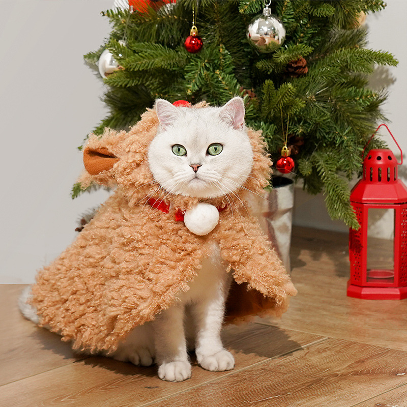 Deer Cat Elk Cloak For Plush Christmas Puppy Reindeer Costume Multifunctional Winter Warm Dogs Cape