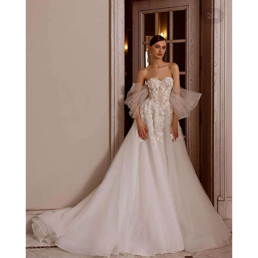 Wedding Modern Sweetheart Dressoff Shoulder A E Lace Appliques Boho Bride Gown Backless Sweep Train Vestido Denovia