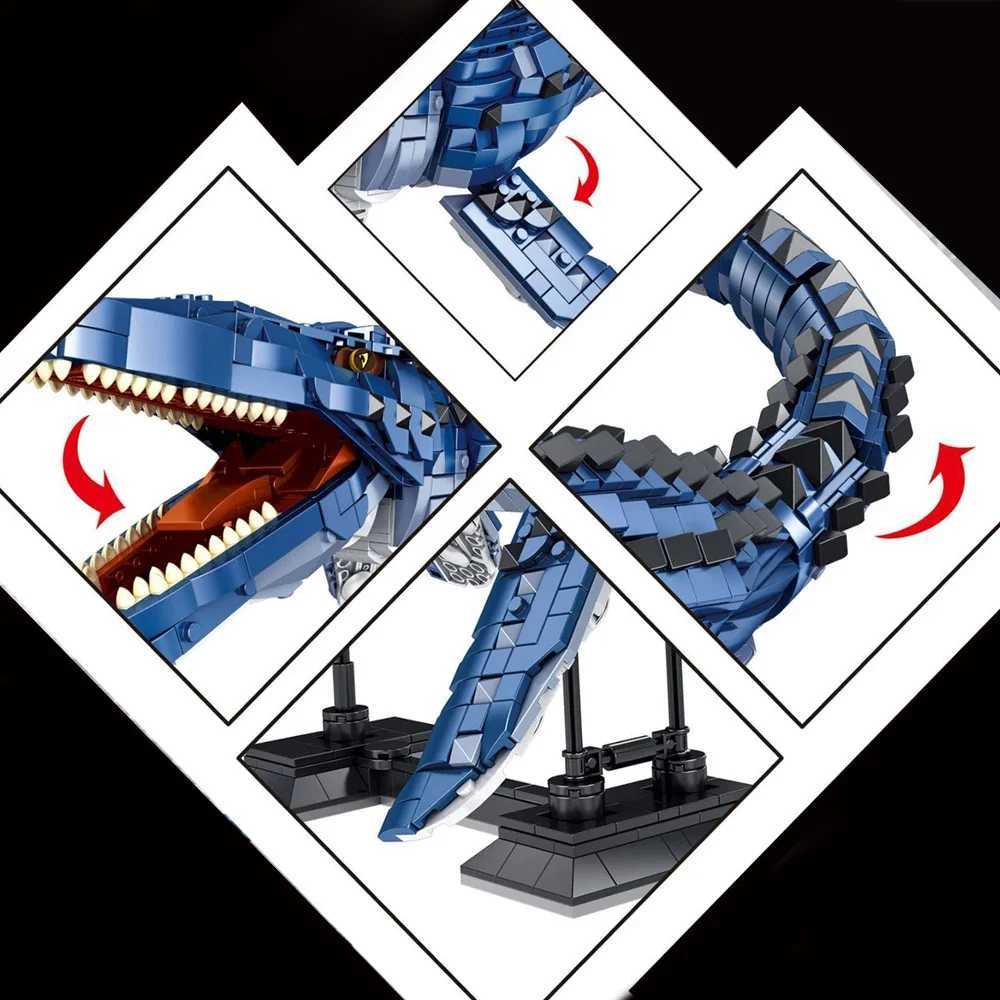 Free shipping Blocks 1859 Dinosaur Mosasaur Expert Creative Large Model Silation Building Block Toy Birthday Gift Set Home Decoration