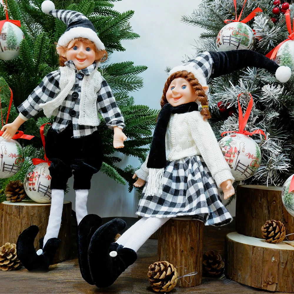 2 Pcs Christmas Elf Couple Doll Decoration Home Christmas Tree Decor Pendant Ornaments Elves Gorgeous Toy Year Navidad Natal 241104