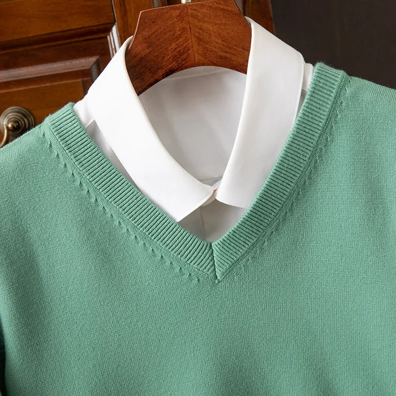 Super Cashmere Sweater Men Thick Pullover Autumn Winter Warm Classic V-neck Clothes Male Jumper Hombre Pull Homme 4XL 241105