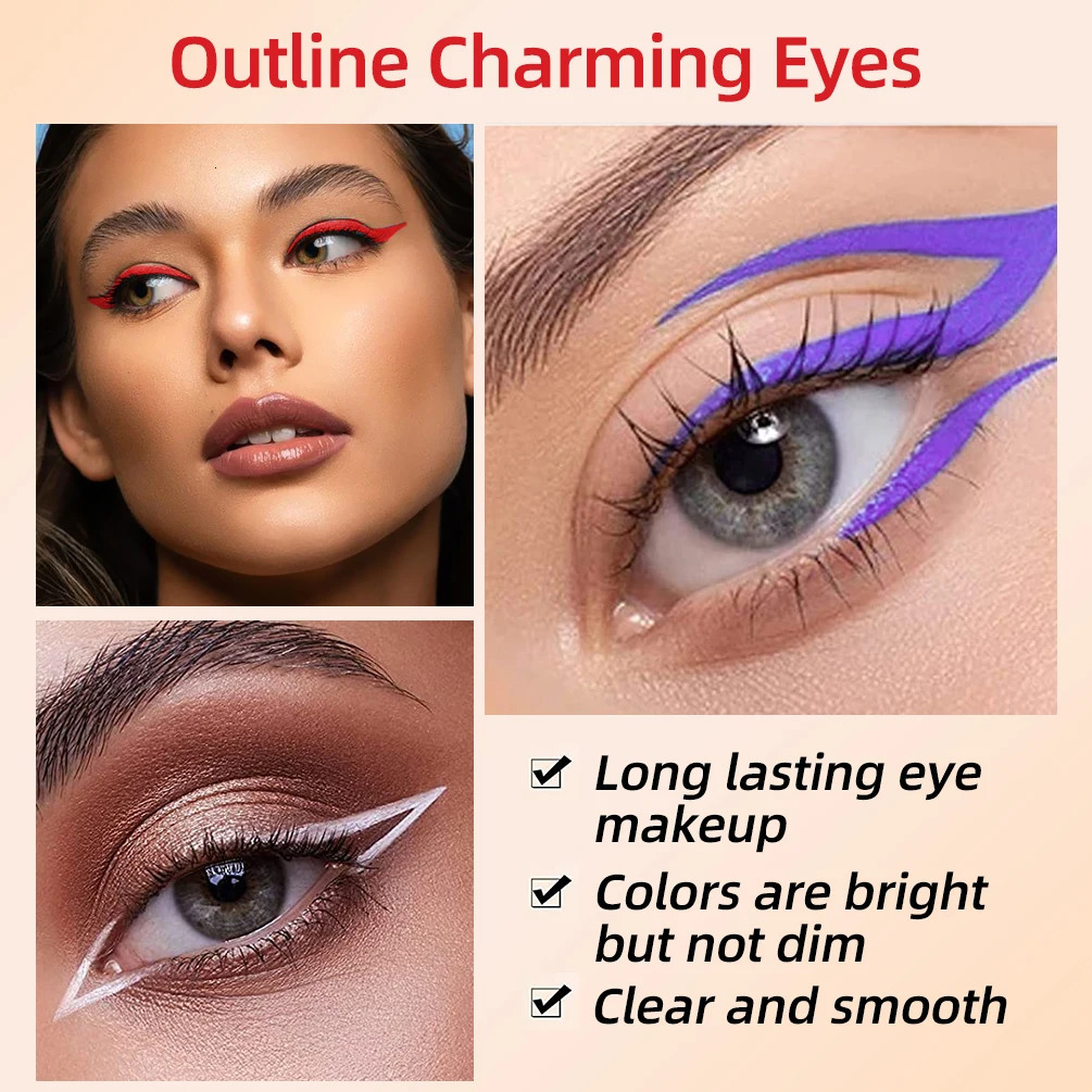 12 Colors Matte Liquid Eyeliner Set Rainbow Colorful Eyeliner Pencil Pigmented Waterproof Long Lasting Gel White Eye Liner Pen 241104