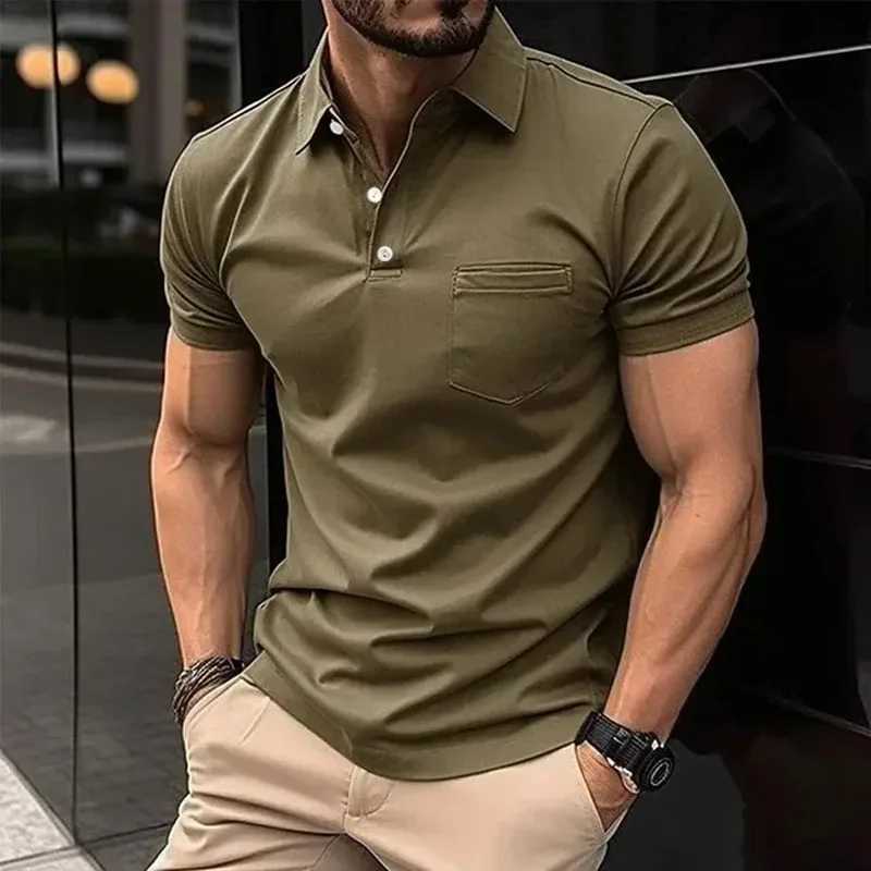 Mens Summer Casual Short Sleeve Sports Collar Shirt Mens Business Shirt Small Pocket W241104