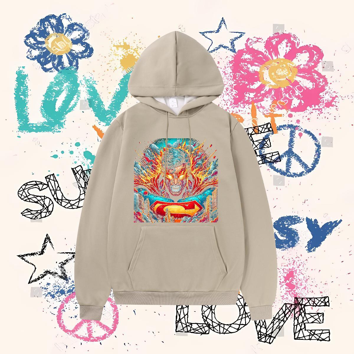 Brand Hoodie Breathable Hooded Collar Cool Hoodie Pullover DIY Printed Clothes Street Casual Warm Fleece